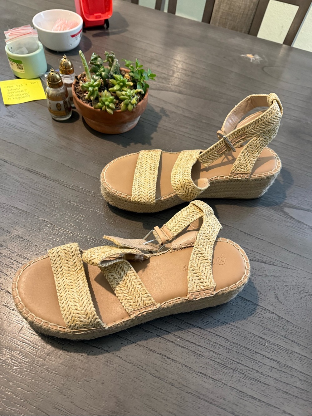 Time & Tru Woven Espadrille Platform Sandals – Natural Raffia Boho Summer Shoes
